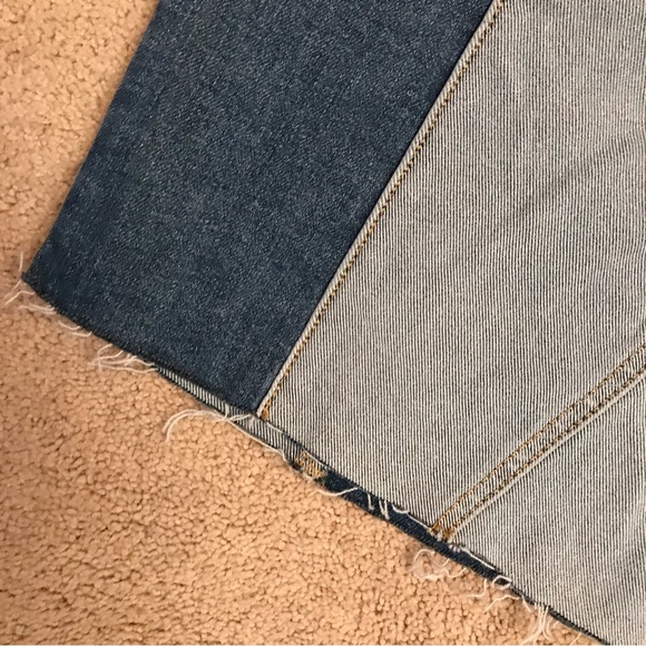 Soho Color Block Denim Skirt NEW Womens Size 6 Blue Distressed Raw Hem - Picture 8 of 13